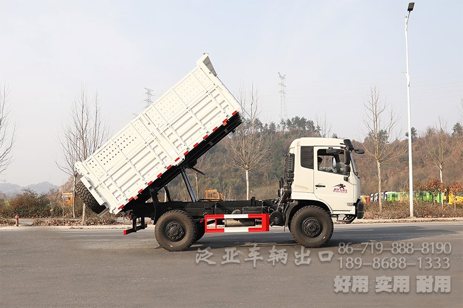 东风13吨自卸车,四驱自卸卡车,4x4自卸车,货箱加高型自卸车,越野自卸卡车,两桥矿用自卸车,自卸车出口,自卸车销售